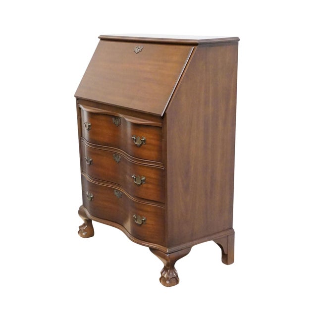 LAMMERT'S FURNITURE Solid Mahogany Traditional Style 31" Serpentine Front Secretary Desk 41" High 31" Wide 16" Deep We...