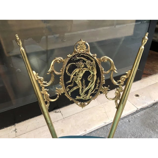 Vintage Brass Chiavari Chairs & Ottoman, 1950s, Set of 3 For Sale - Image 6 of 15