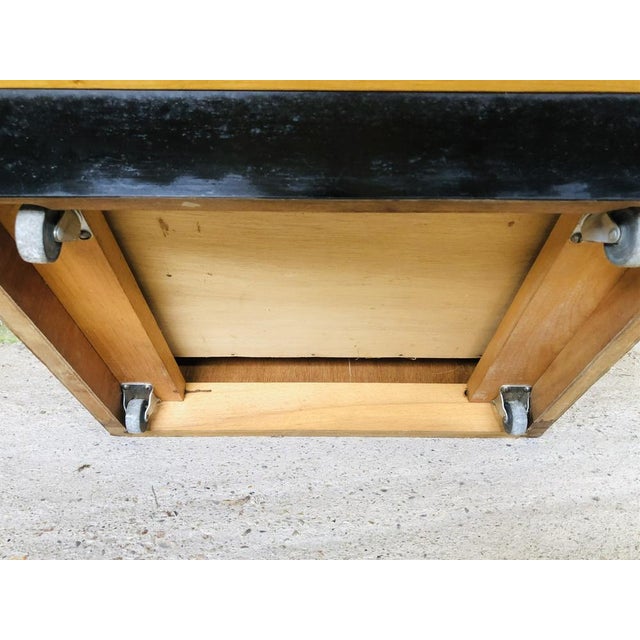 Mid-Century Oak Storage Cabinet on Wheels, 1960s For Sale - Image 15 of 18