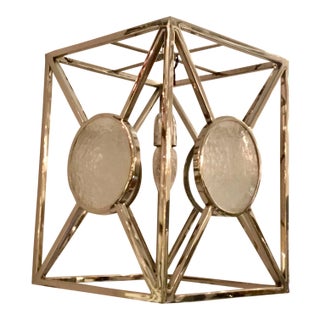 Modern Polished Nickel Rectangular Frosted Glass Lantern For Sale