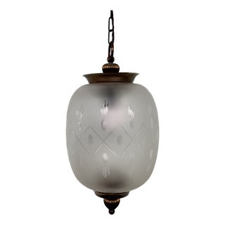 Vintage Glass and Brass Lantern, 1960s For Sale