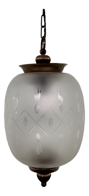 Vintage Glass and Brass Lantern, 1960s