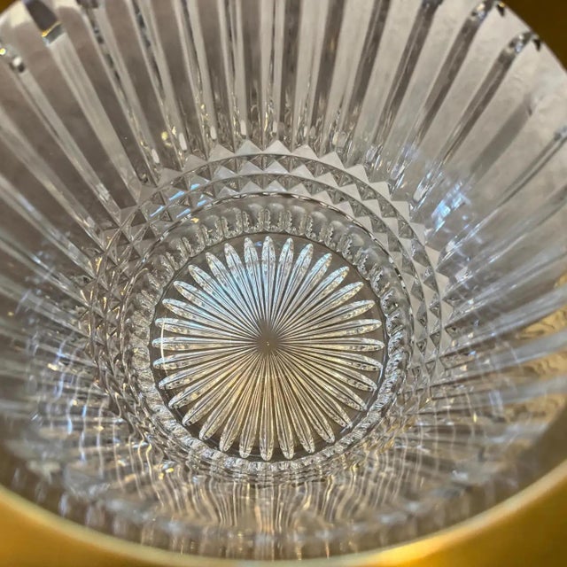 1970s Modern Silver Plated and Heavy Engraved Crystal French Wine Cooler For Sale - Image 12 of 16