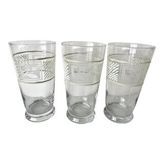 Vintage Pfaltzgraff Sierra Glassware 16oz Iced Tea/Water Tumbler White Embossed Leaf Set of 3 For Sale