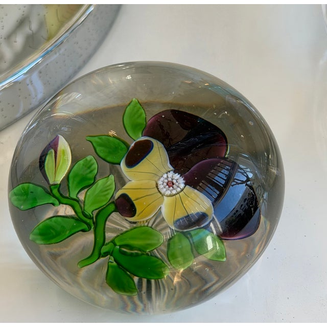 Rare Antique Purple Pansy Lampwork Paperweight For Sale In Los Angeles - Image 6 of 7