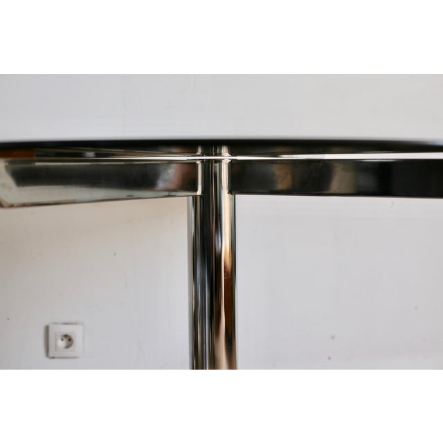 Glass and Steel Table attributed to Florence Knoll for Roche Bobois, 1970s For Sale - Image 6 of 10