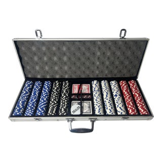500-Piece Las Vegas Poker Set With Casino-Weight Chips, Aluminum Carrying Case - 1 Unit For Sale