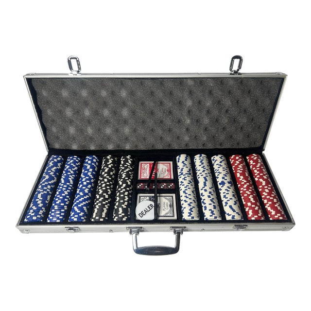 500-Piece Las Vegas Poker Set With Casino-Weight Chips, Aluminum Carrying Case - 1 Unit For Sale