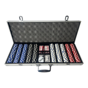 500-Piece Las Vegas Poker Set With Casino-Weight Chips, Aluminum Carrying Case - 1 Unit