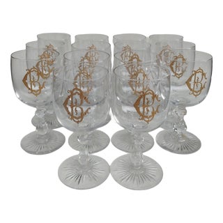 Large Crystal Glasses from Saint Louis, Early 20th Century, Set of 14 For Sale