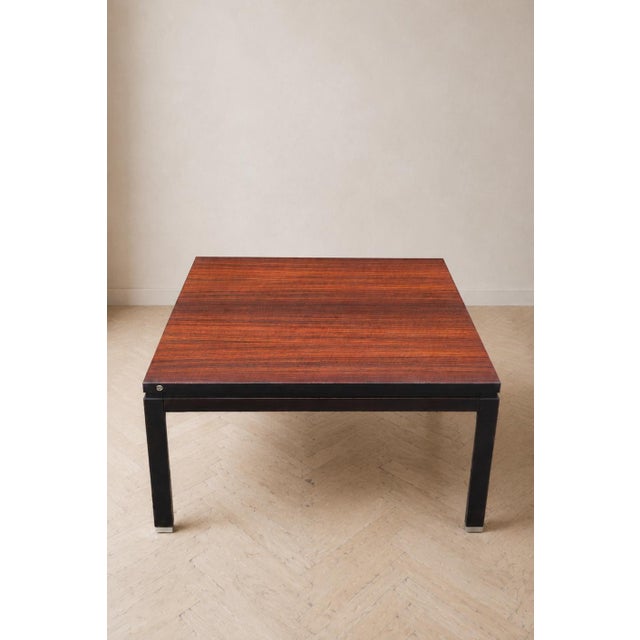 Mid-Century Modern Vintage Square Coffee Table in Wood and Metal by MIM Roma, Italy, 1960s For Sale - Image 3 of 8