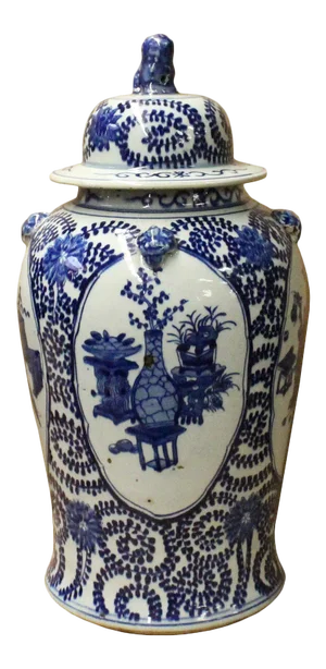 Chinese Blue & White Flowers Theme Porcelain Large General Jar