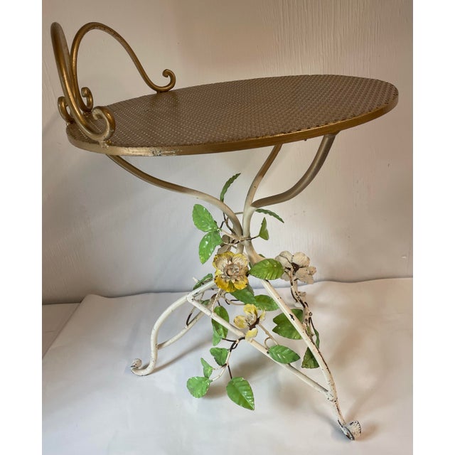 Metal Vintage Italian Tole Table or Stool For Sale - Image 7 of 12