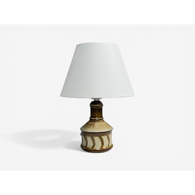 1960s Joseph Simon, Danish Modern, Table Lamp, Beige Stoneware, Denmark For Sale - Image 4 of 9