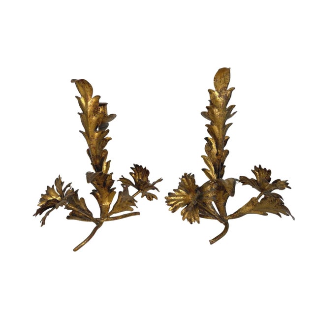 1950s Italian Tole Candleholders - a Pair For Sale - Image 4 of 6