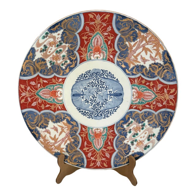 Antique Japanese Imari Charger Plate | Meiji Period Porcelain, Hand-Painted Floral Scenes For Sale