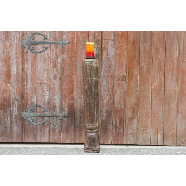 Antique Carved Column Candle Holder For Sale - Image 10 of 10