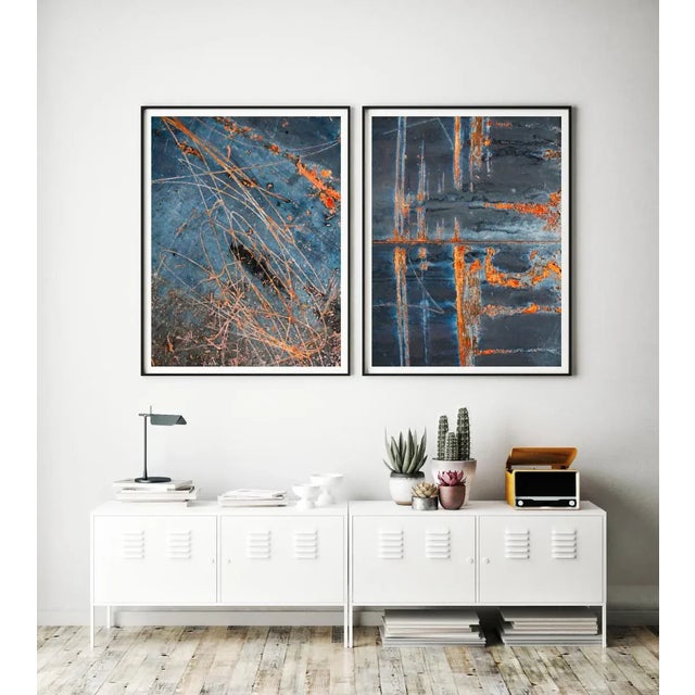Contemporary Industrial Art Prints, Pair of Abstract Fine Art Photography Prints, Set of Two 30 X 45" Rust Artworks For Sale - Image 4 of 9