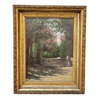 Manuel Ramos Artal, Garden Scene, Late 1800s, Oil on Canvas, Framed For Sale