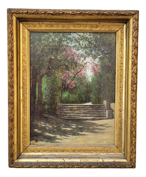 Manuel Ramos Artal, Garden Scene, Late 1800s, Oil on Canvas, Framed
