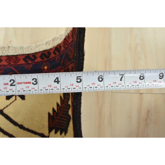 Zanjan Rug 3'6'' X 5'1'' Ivory Wool Vintage Tribal Hand-Knotted Oriental Carpet For Sale - Image 11 of 13