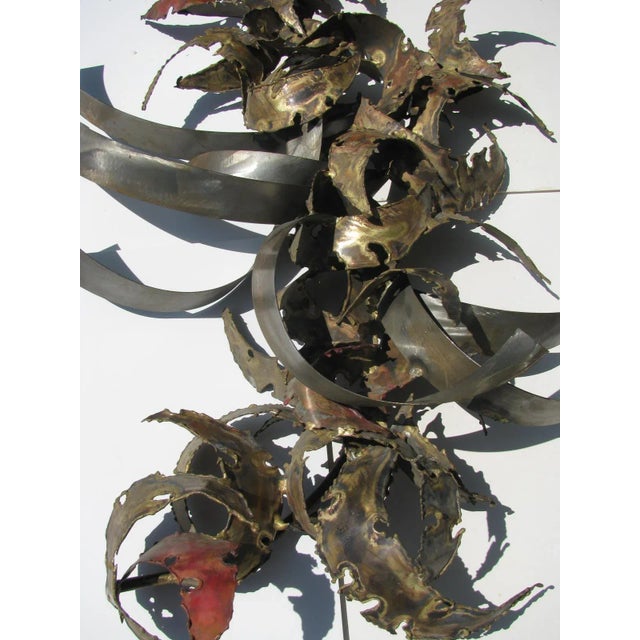 Copper 1970s Silas Seandel Mid-Century Modern Large Mixed Metal Brutalist Wall Sculpture, Signed For Sale - Image 8 of 10
