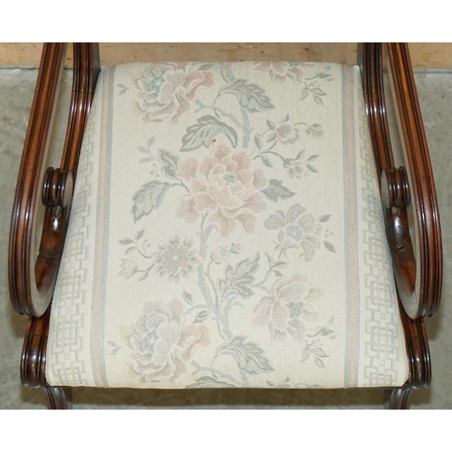 Vintage Regency Style Hardwood Saber Leg Office Desk Chair For Sale - Image 16 of 18