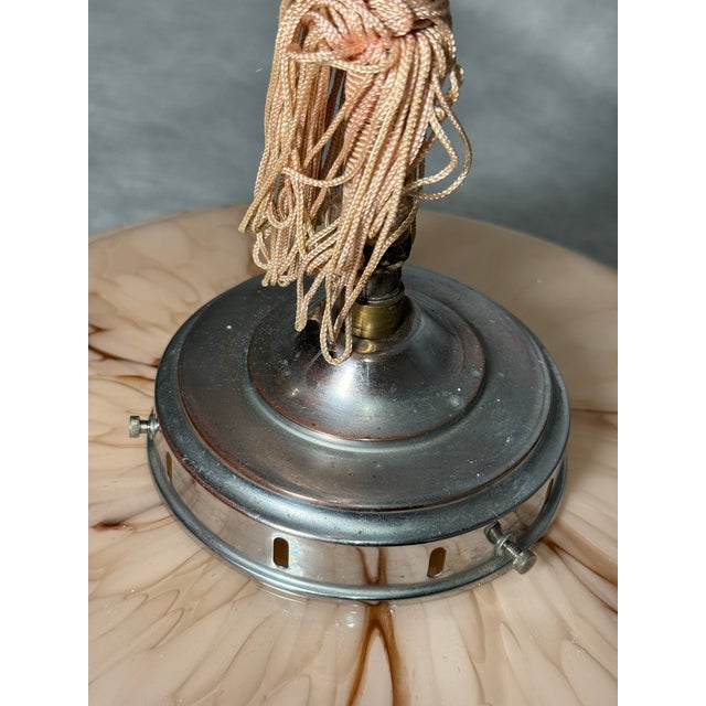 Glass Art Deco Pendant Lamp in Marbled Light Pink Glass, 1930s For Sale - Image 7 of 10