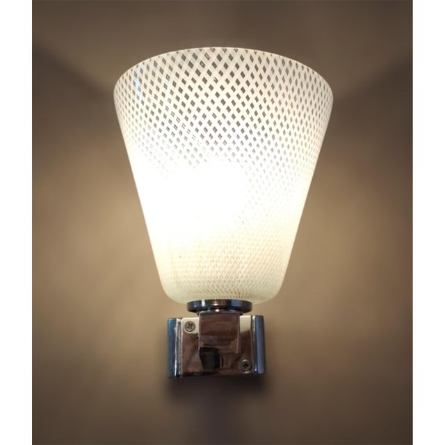 1970s Murano Reticello Sconces, a Pair For Sale - Image 10 of 11