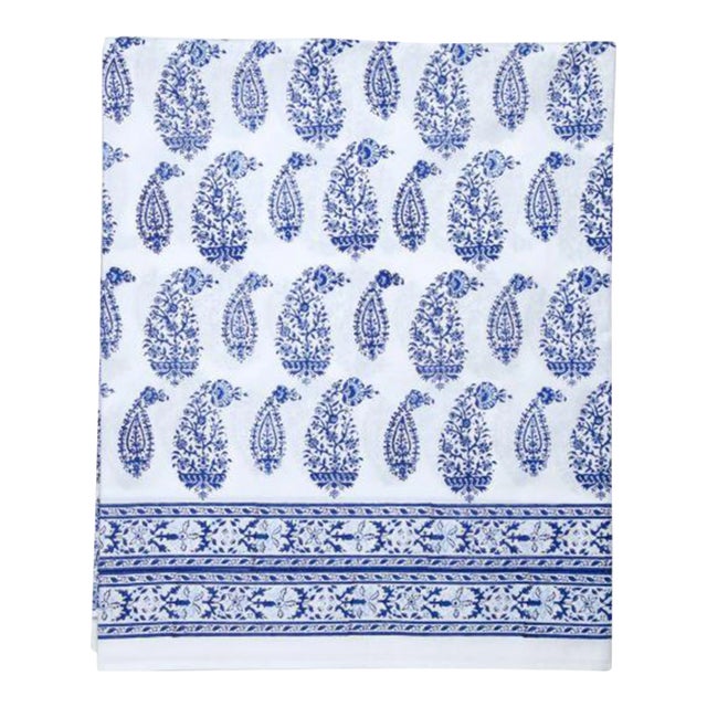 Malabar Deep Blue Multi-Paisley Twin Fitted Sheet For Sale