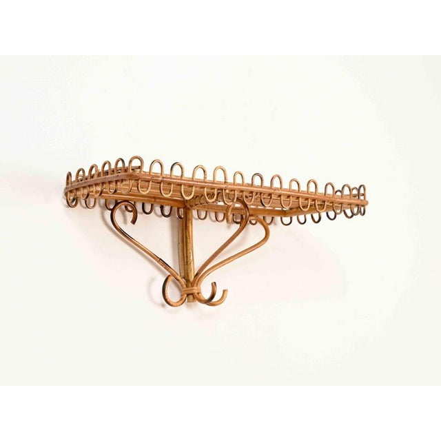 Italian Rattan and Bamboo Wall Shelf attributed to Franco Albini, Italy, 1960s For Sale - Image 14 of 15
