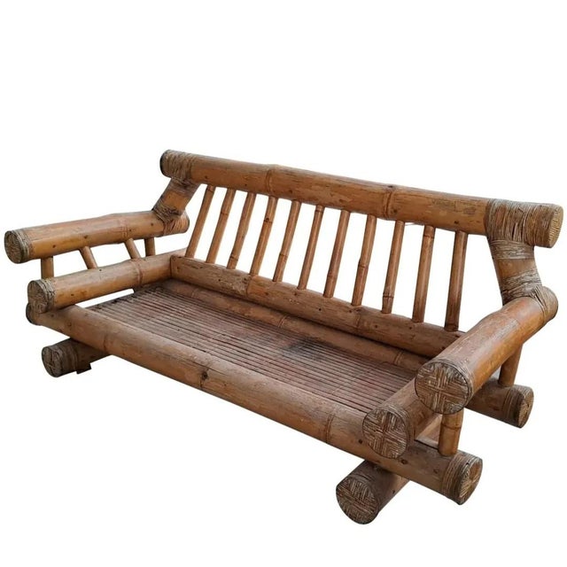 Wood Vintage Bamboo Living Room Set, Italy, 1970s, Set of 4 For Sale - Image 7 of 13