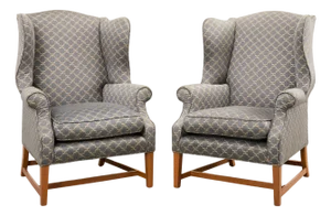 Pair of Midcentury English Georgian Style Wingback Chairs
