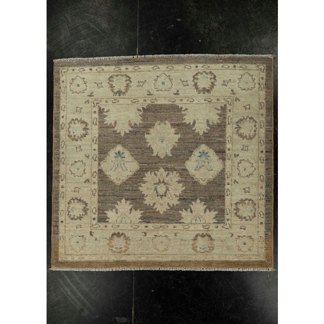 Brown Oushak Square Rug 3'2" x 3' #21345 For Sale - Image 8 of 8