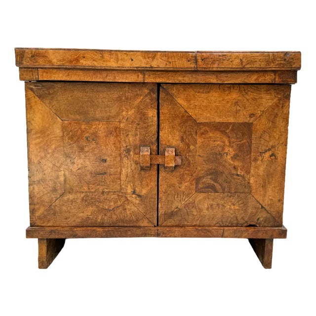 French Brutalist Burl Wood Cabinet, 1970s For Sale