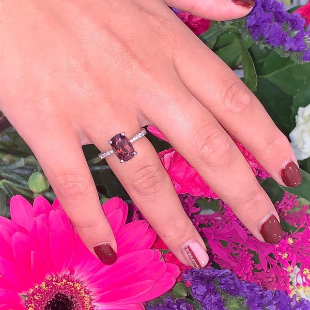 Metal Diamond Tourmaline Rubellite Ring 6.75 18k Gold 4.01 Tcw Women Certified For Sale - Image 7 of 15