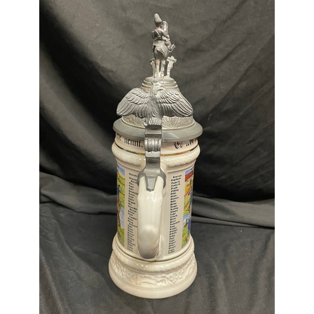 A Vintage Gerzit German Beer Stein With Elaborate Pewter Lid. For Sale - Image 12 of 12