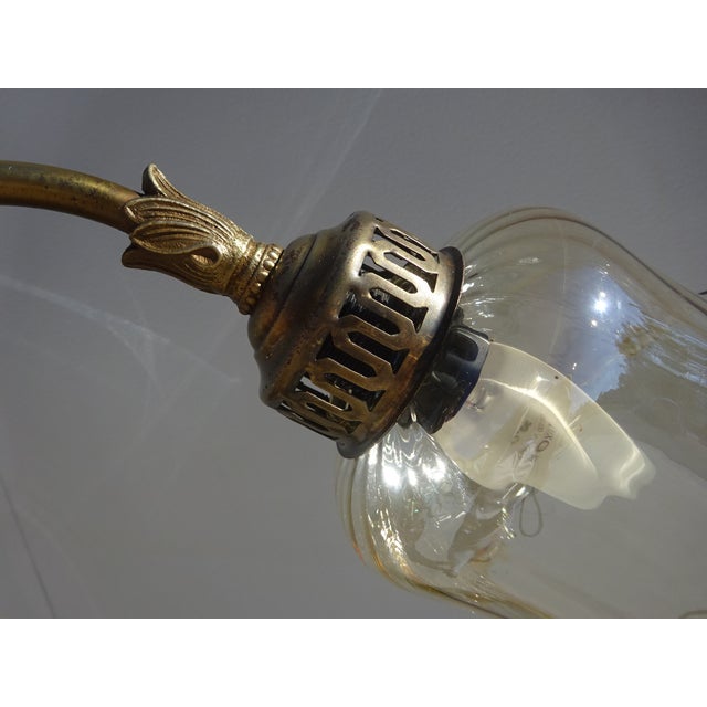 Brown 3-Light Chandelier in Wood, Bronze and Glass, 1980s For Sale - Image 8 of 12