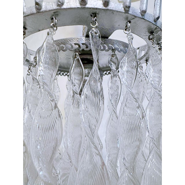 Vintage Murano Glass Leaf Chandelier For Sale - Image 4 of 6