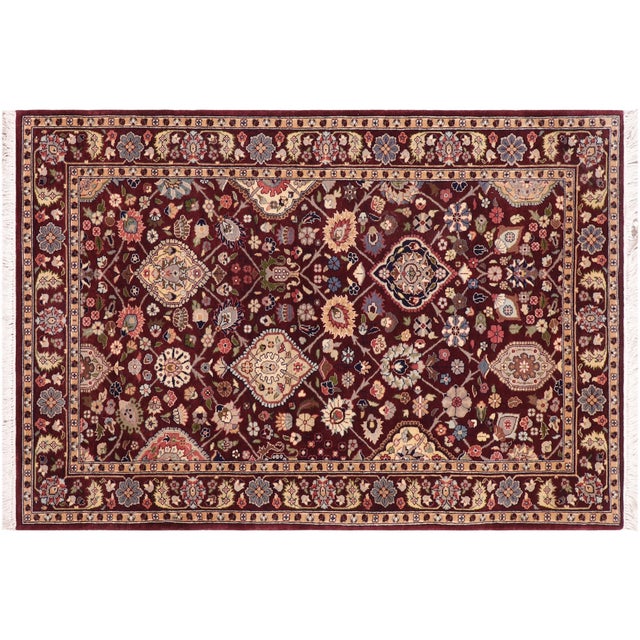 Burgundy Shabby Chic 1990's Pak-Persian Aubergine/Aubergine Wool Rug - 3'1'' X 5'1'' For Sale - Image 8 of 9