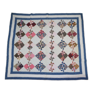 Vintage Handmade American Pinwheel Variant Postage Stamp Patchwork Quilt 76"