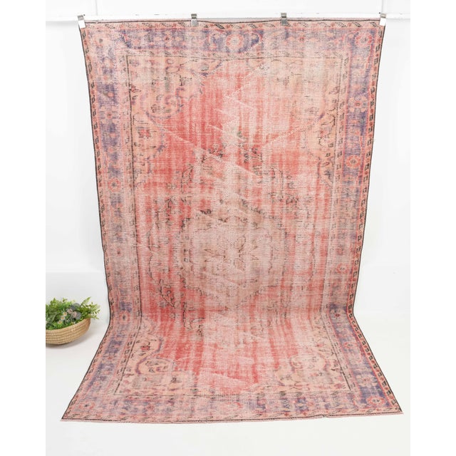 Red 1970s Vintage Turkish Oushak Handmade Wool Cotton Red Area Rug For Sale - Image 8 of 11