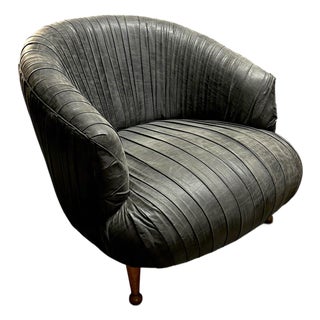 Bert Rouched Leather Lounge Chair by Dyphor New York For Sale