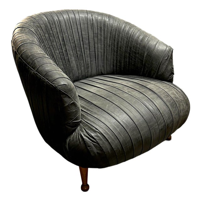 Bert Rouched Leather Lounge Chair by Dyphor New York For Sale