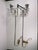 An elegant pair of oversized Modern wall sconces crafted in polished chrome with substantial clear lucite accents. Each...