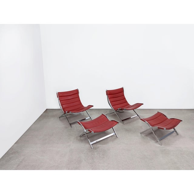 Antonio Citterio Armchairs and Ottomans attributed to Antonio Citterio, Italy 1980s, Set of 4 For Sale - Image 4 of 17