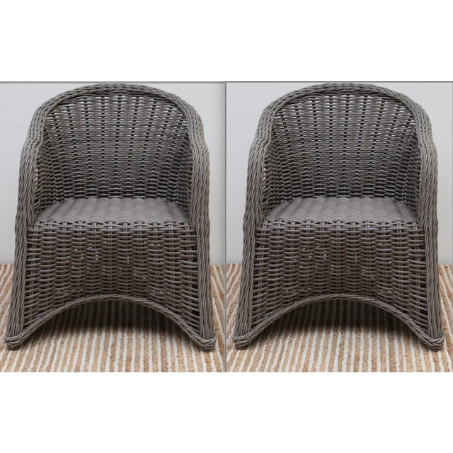 Pair of Gloster Furniture Outdoor Synthetic Wicker Dining Chairs by