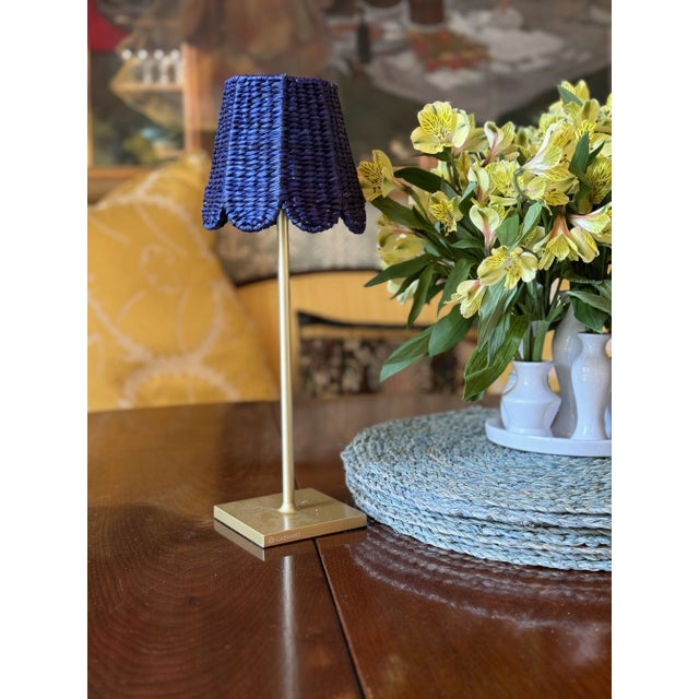 Seagrass Shade Cover (Scalloped in Blue) For Sale - Image 4 of 5