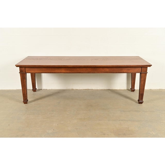 Mission Stickley Brother's Style Antique Mission Oak Arts & Crafts Harvest Dining Table, Newly Refinished For Sale - Image 3 of 11