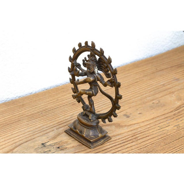 Burnished Brass Miniature Nataraja Deity For Sale In Los Angeles - Image 6 of 9
